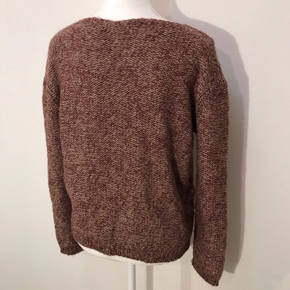 Moth Anthropologie Sweater Sparkly Metallic Thread Brown Gold Small - Picture 6 of 8